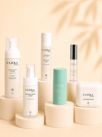 Hydrating Foamy Cleanser & Emollient Repair Cream & Milky Sunscreen serum & Cleansing Balm & Whitening Roll-On Deodorant +  (Eyelash& Eyebrow serum ) Gift