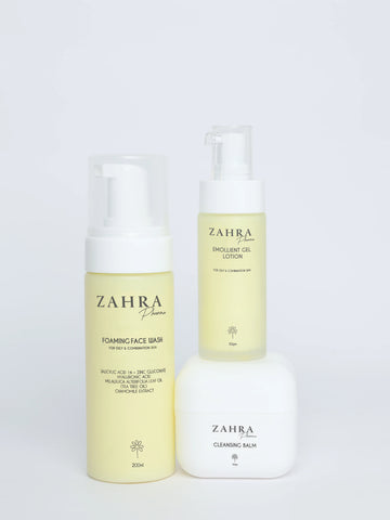 Foaming Face Wash (for oily to combination skin) & Emollient Gel Lotion & Cleanding Balm
