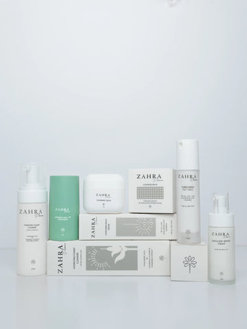 Hydrating Foamy Cleanser & Emollient Repair Cream & Milky Sunscreen serum & Cleansing Balm & Whitening Roll-On Deodorant +  (Eyelash& Eyebrow serum ) Gift